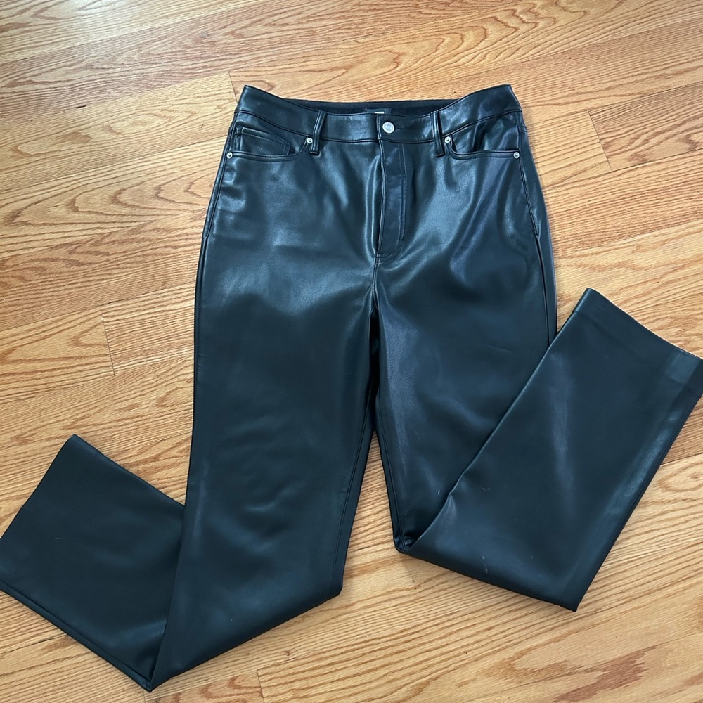 Express Black Faux Leather Straight-Leg Pants